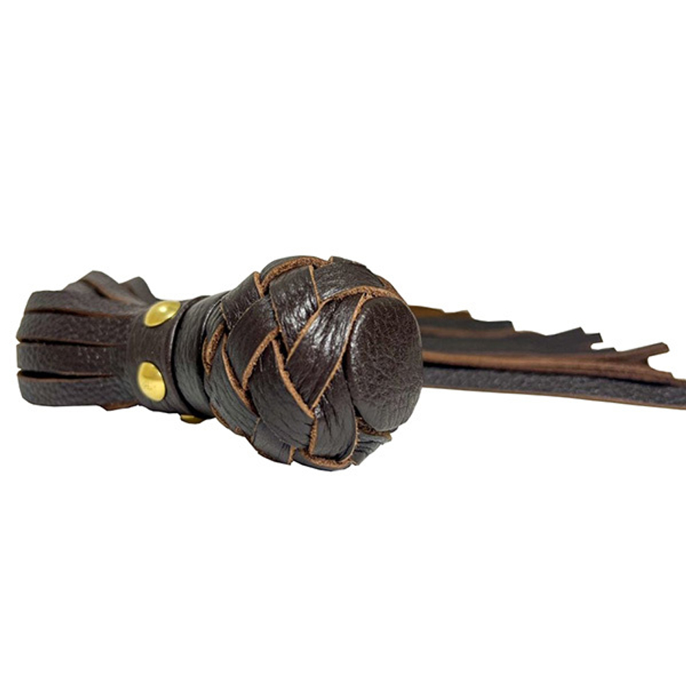 Коричневая генитальная кожаная плеть 30см БДСМ Арсенал 54078