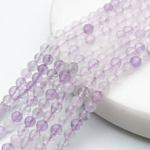 Аметист лавандовый+кварц граненый бусины, диаметр 3,4-3,5 мм, цена за отрезок 19 см (1/2 нити)