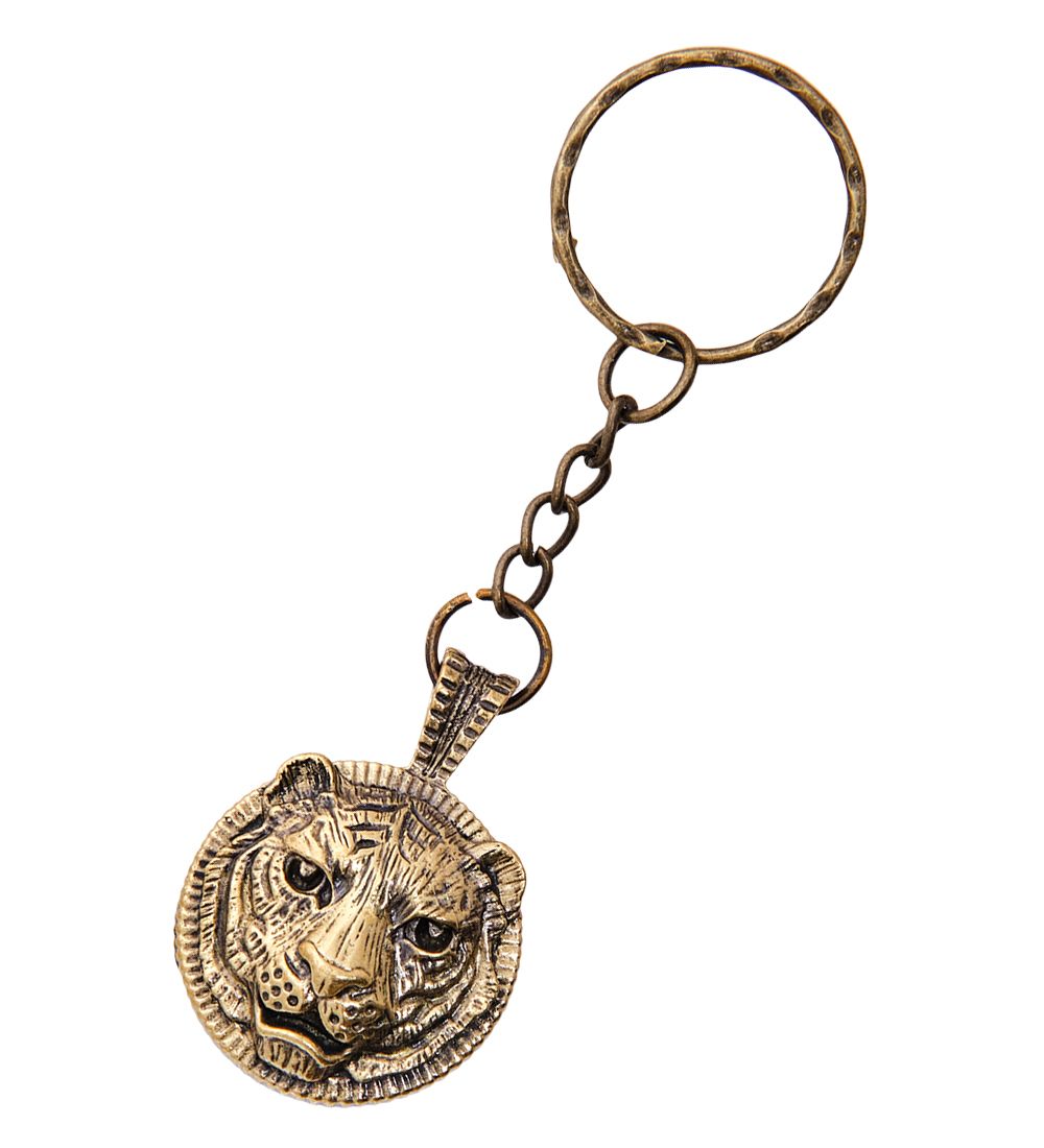 AM-3602 Брелок «Жетон Тигр» (латунь, янтарь)