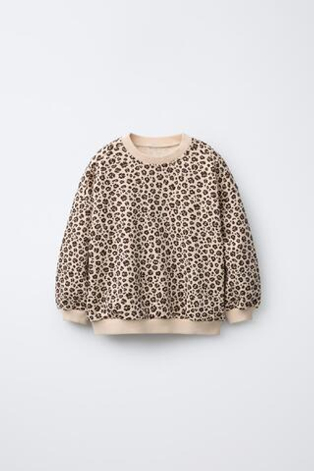 ZARA ТОЛСТОВКА С АНИМАЛИСТИЧЕСКИМ ПРИНТОМ, РЫЖЕВАТО-КОРИЧНЕВЫЙ