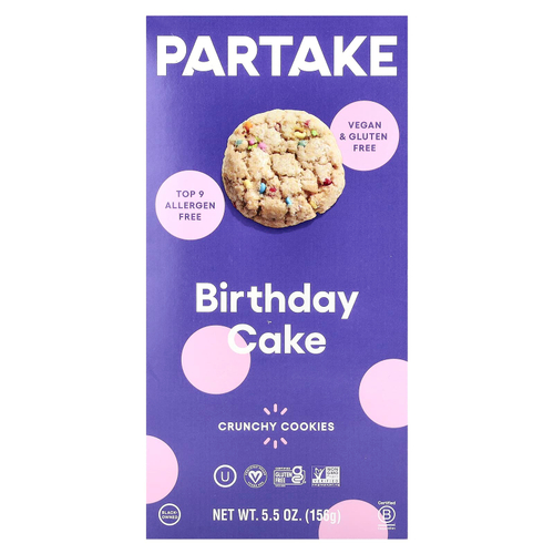 Partake, Хрустящее печенье, праздничный торт, 156 г (5,5 унции)