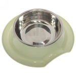 Миска металлическая «Колор-Примула» 250мл 21,5*5,5см на пластиковой подставке, цвет зеленый