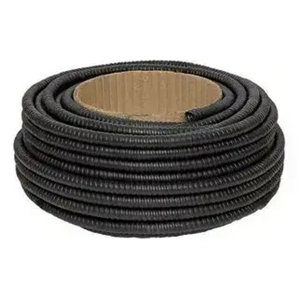 Металлорукав 15мм в ПВХ (20м) с проволокой для протяжки - защита кабеля в стенах, полу, на улице. Оцинкованная сталь.