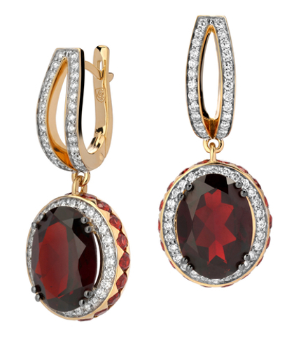 Серьги с бриллиантом  из желтого золота JA-S-647517-2