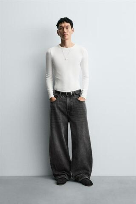 ZARA ДЖИНСЫ BAGGY FIT, СЕРЫЙ