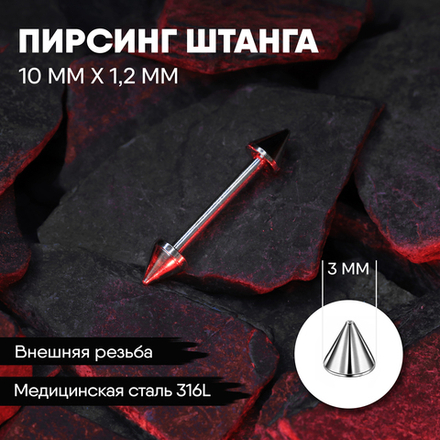 Штанга 10 х 1,2 мм с внешней резьбой 316L с конусами