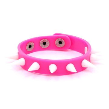 Браслет Розовый с белыми шипами