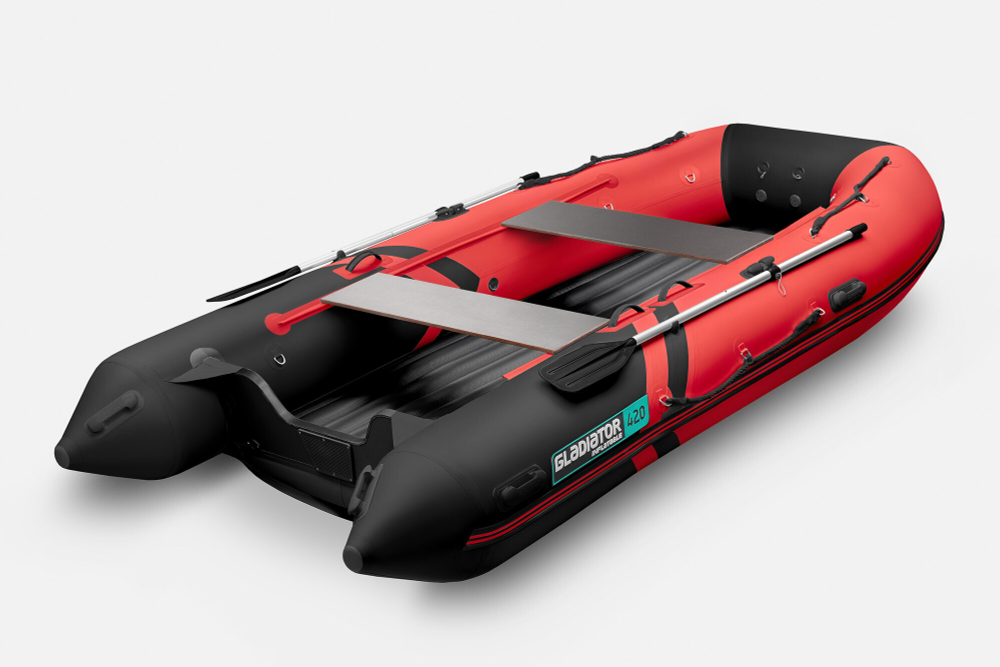 Надувная лодка GLADIATOR E420S красно-черный