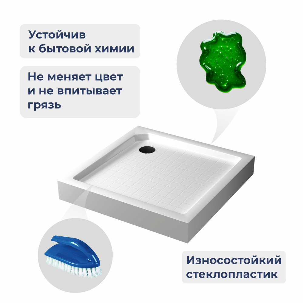 Душевой поддон квадратный RGW SMC-W Белый (Уценка) (800x800)