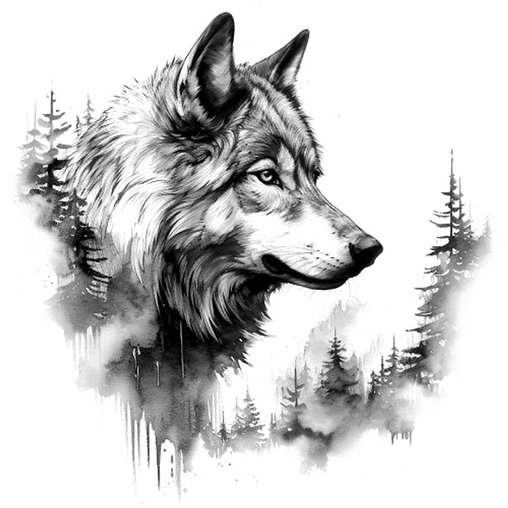 принт PewPewCat Лесной волк