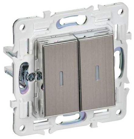 Выключатель проходной 2-кл. SKANDY 10А SK-V10N с индикацией никель IEK SK-V22-1-10-K50