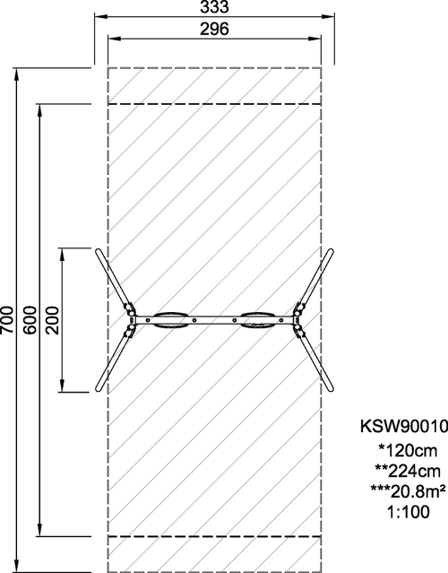 Двойные качели, Н=2,0 м, сосна