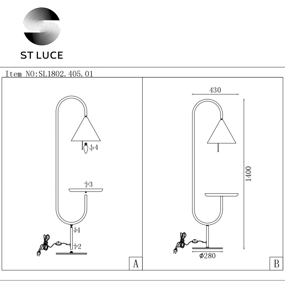 SL1802.405.01 Торшер ST-Luce Черный/Черный E27 1*60W