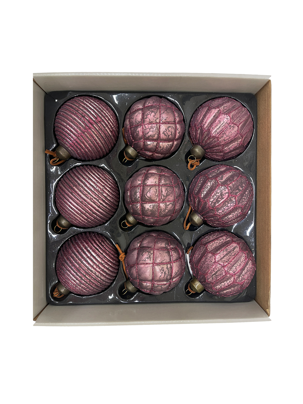 Набор шаров 8см 9шт ChristmasDeLuxe ягодный с блеском