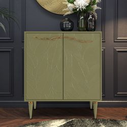 Комод Арт Колор leaves Классик Голд с 2 полками Зеленая олива