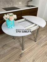 Стол круглый раздвижной "Белый глянец"