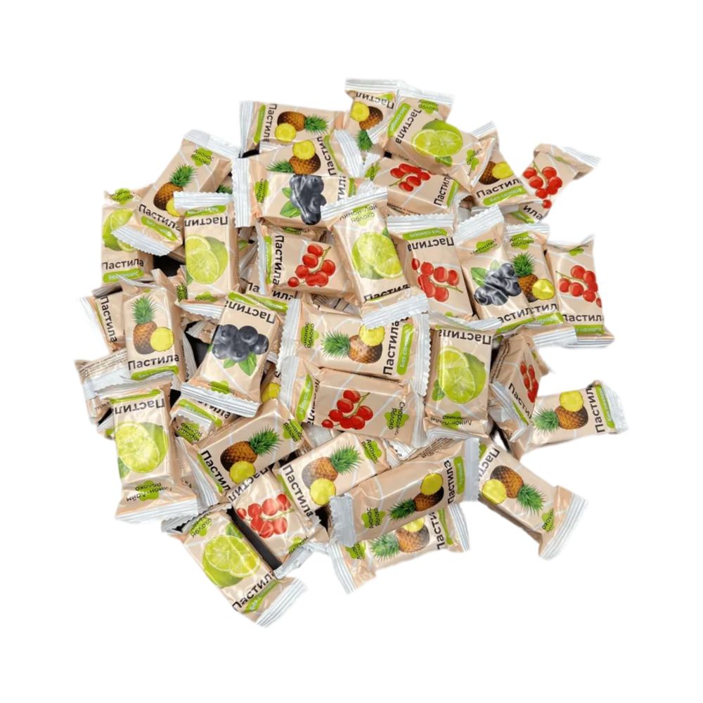 Пастила без сахара Ассорти Ананас, Лайм-Лимон, Красная смородина, Черника 1 кг (Nut Vinograd)