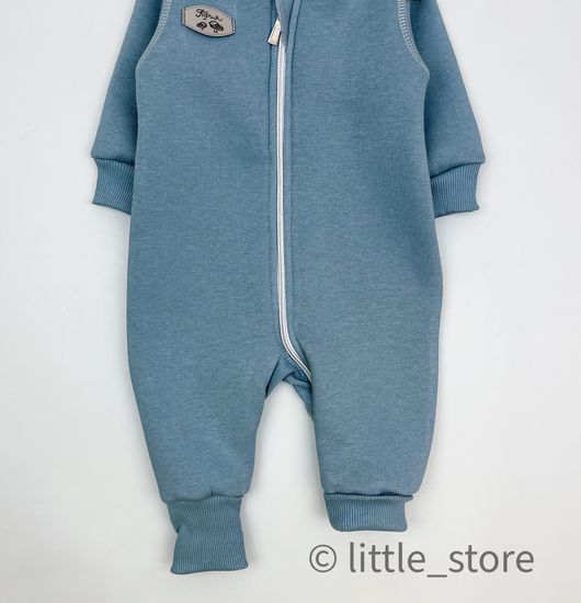 Комбинезон из футера с начесом "Смайлики" Пепельный, с манжетами