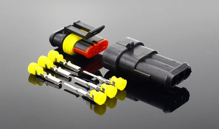 Разъем AMP влагостойкий автомобильный 3pin (комплект)