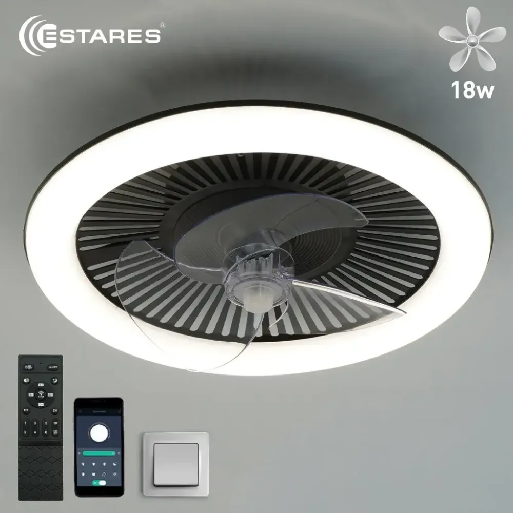 Управляемая LEDлюстра с вентилятором FN-LM TOP 70W+18W R-APP-480x125-BLACK/WHITE-220-IP20/SMARTHOME