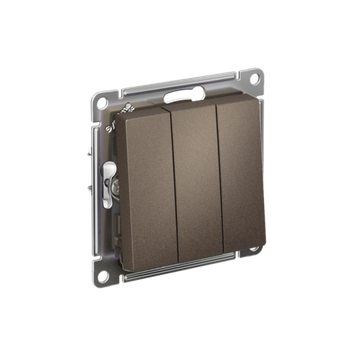 Выключатель 3-кл. СП AtlasDesign 10А IP20 (сх. 1+1+1) 10AX механизм мокко SE ATN000631