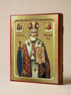 Икона Николая Чудотворца, святителя (в красной митре) на дереве: 125 х 160 (Синопсисъ)