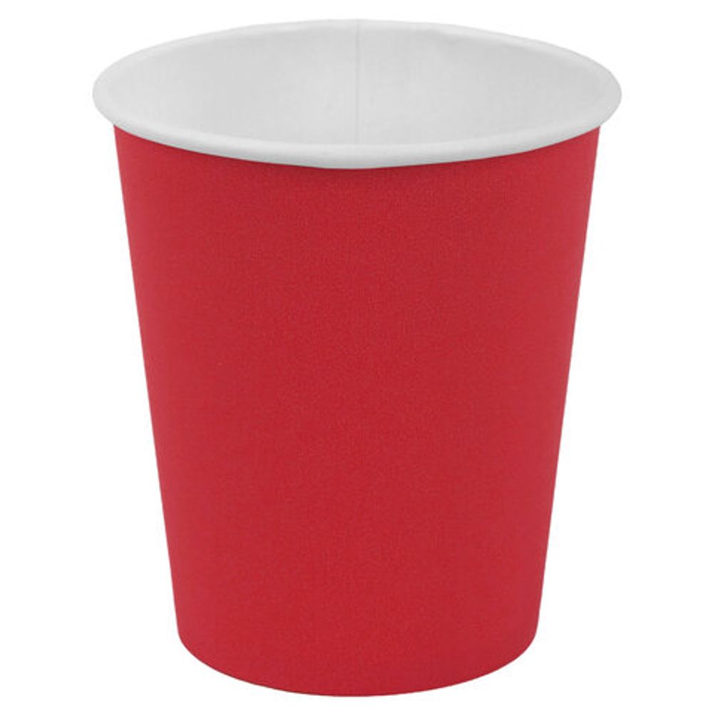 Стакан одноразовый бумажный 250/273 мл, D 80 мм, красный, КОМПЛЕКТ 1000 шт., холодное/горячее, WELDAY (ВЭЛДЭЙ), 702693