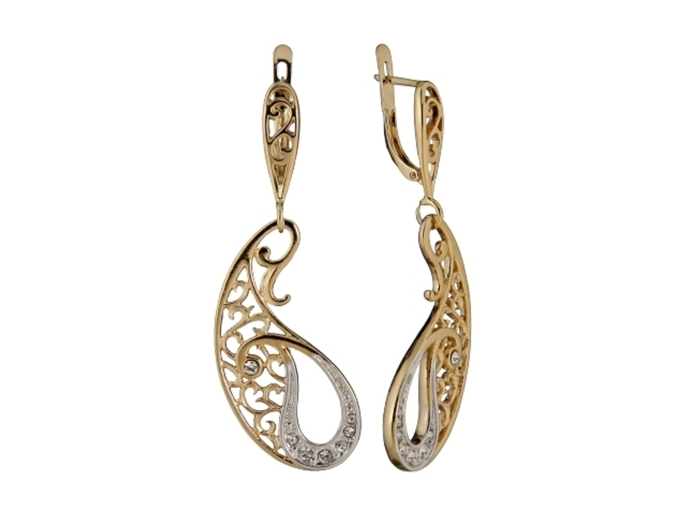 "Малика" серьги в золотом покрытии из коллекции "Ист бум" от Jenavi с английским замком