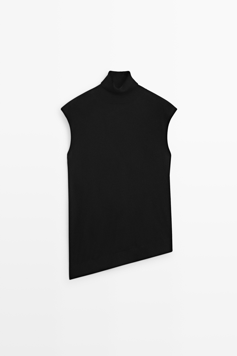 Massimo Dutti Топ с высоким воротником и асимметричным низом, черный