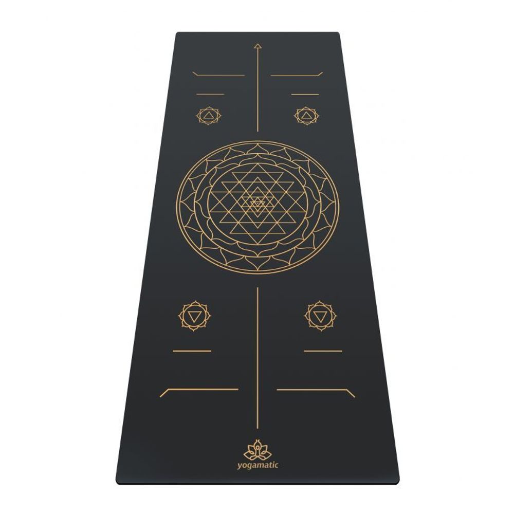 Каучуковый коврик для йоги Art Sri Yantra Gold 185*68*0,4 см нескользящий