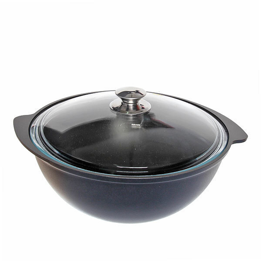 Казан 4,5л литой алюминий со стеклянной крышкой КМ-к47а