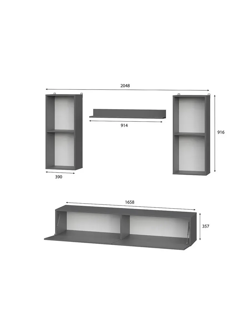 Стенка в гостиную со шкафом 204,8х35,7х170 см