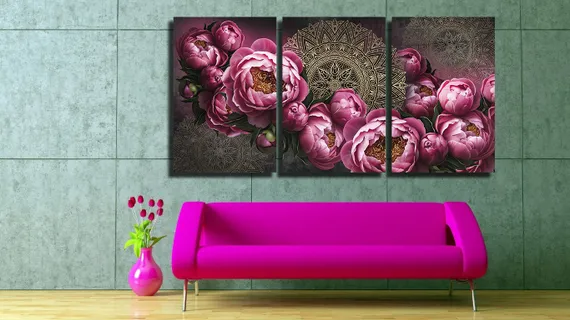 Модульная картина "Роскошные пионы"