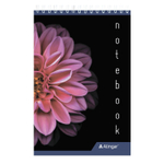 Блокнот А6, гребень, Alingar, мелованный картон, 60 л., клетка, "Яркая хризантема на черном"