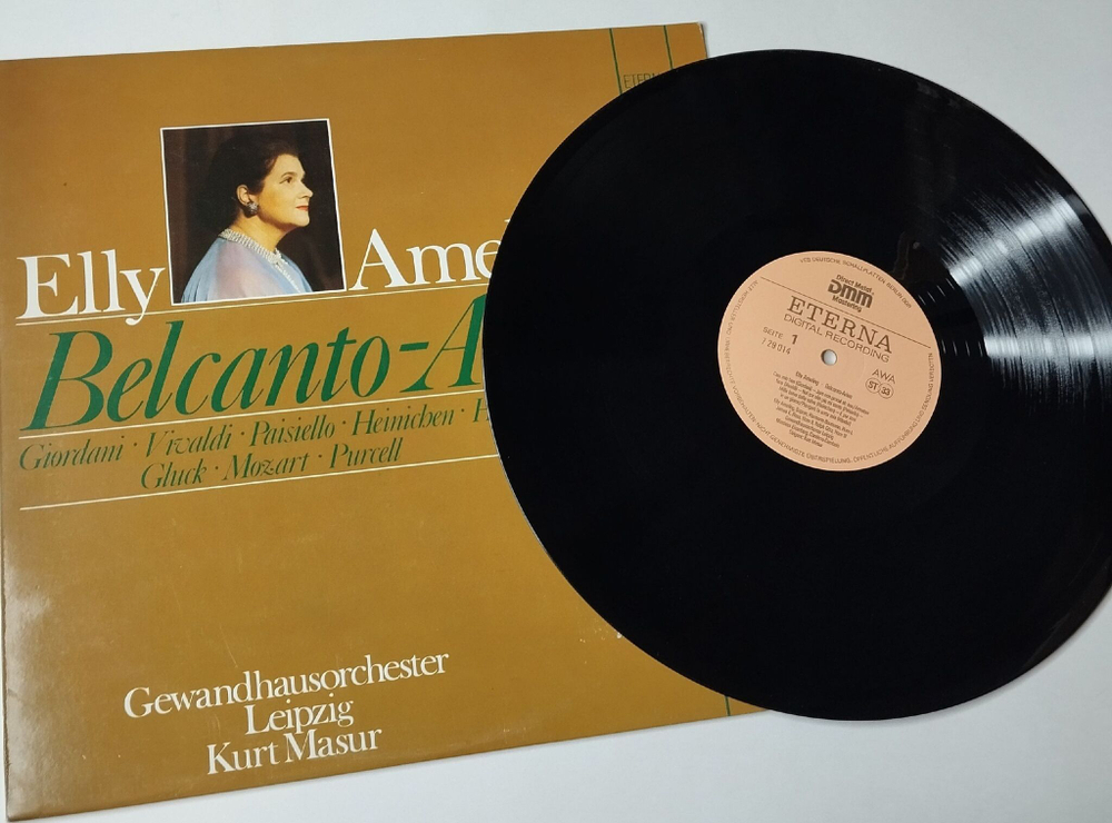 Винтажная виниловая пластинка LP Elly Ameling, Kurt Masur, Gewandhausorchester Leipzig Belcanto Arien (ГДР 1986)