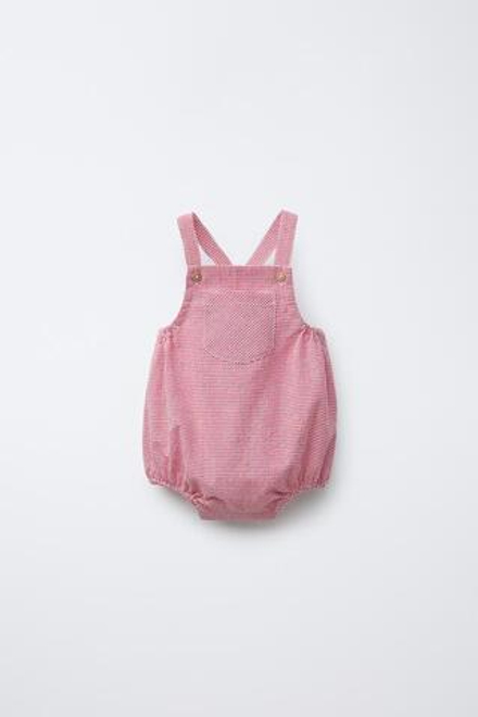 ZARA КОМБИНЕЗОН В КЛЕТКУ ВИШИ, КРАСНЫЙ/БЕЛЫЙ