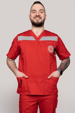 Топ летний мужской Скорая помощь MedicLine (V-обр.) цв. КРАСНЫЙ