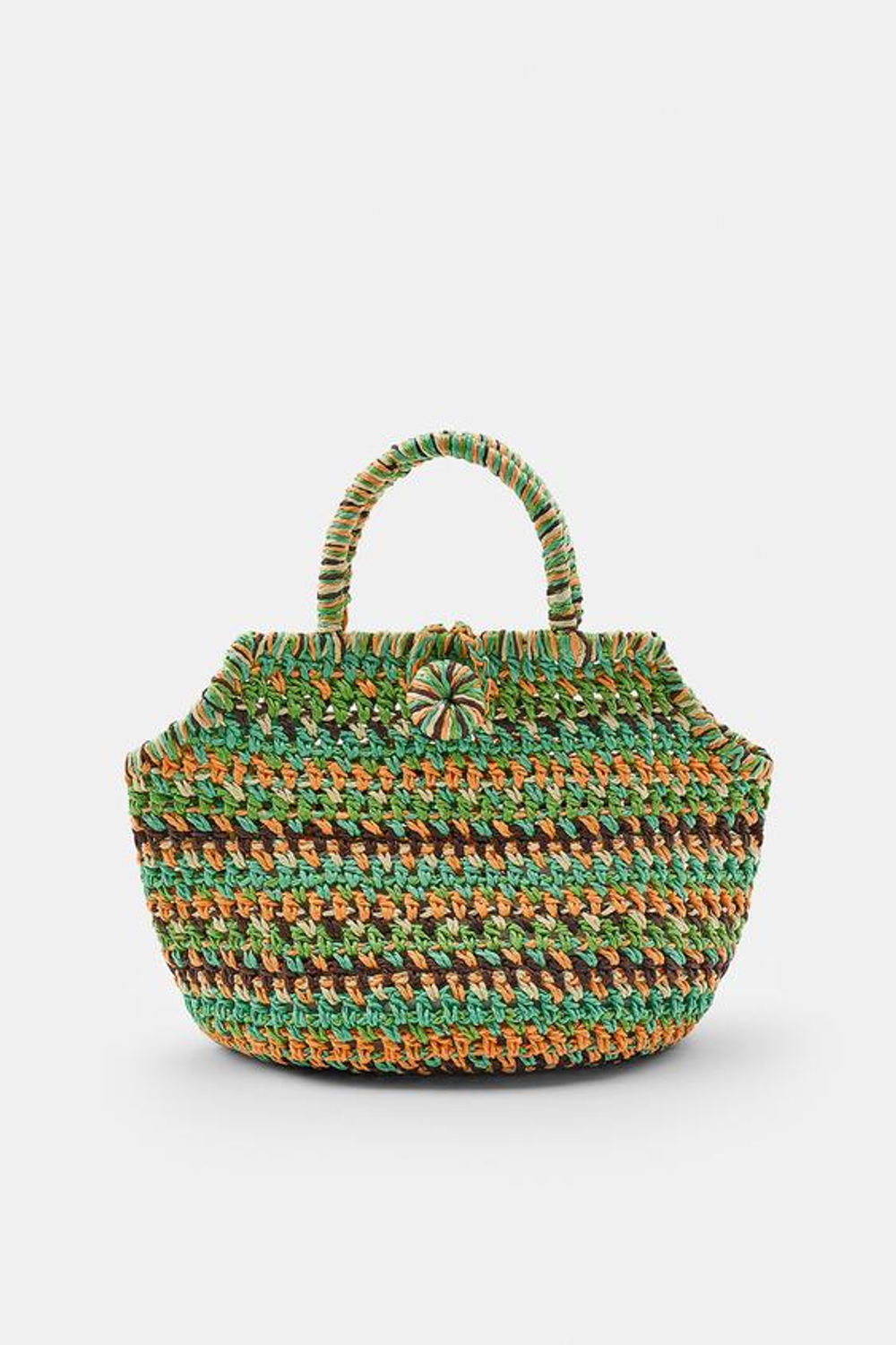 ZARA МИНИ-СУМКА-КОРЗИНА ПЛЕТЕНАЯ В ПОЛОСКУ, РАЗНОЦВЕТНЫЙ