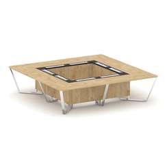 Steel Meet Стол переговорный квадратный MM-PR.B.SP-16K Тиквуд Светлый/Графит Глянец/Нержавеющая Стал