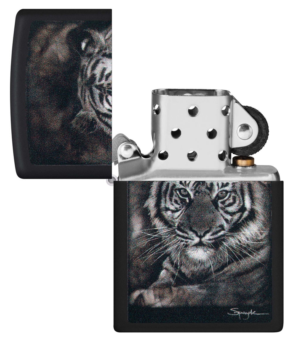 Зажигалка Zippo Spazuk Design с покрытием Black Matte, латунь/сталь, чёрная, матовая, 38x13x57 мм