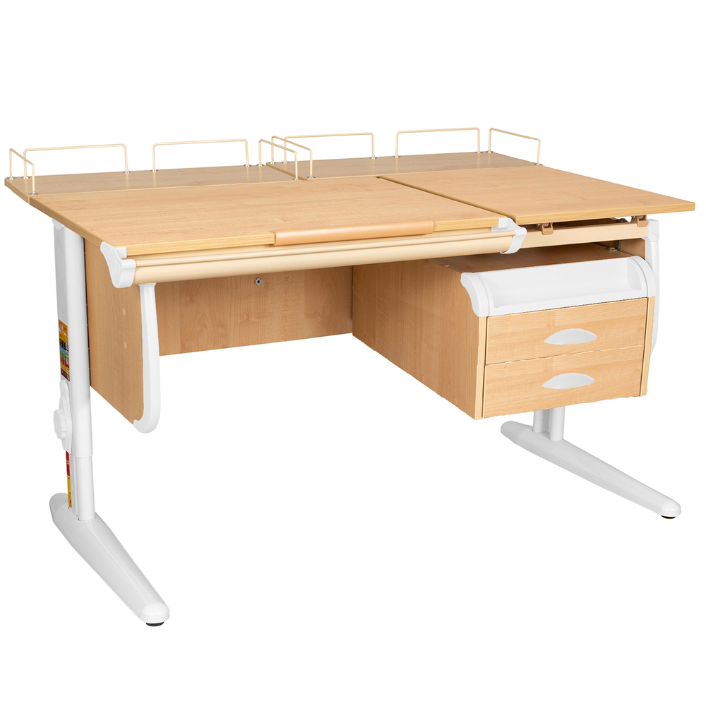 Растущая парта Дэми СУТ 25 с задними полками СУТ.15.210 и навесной тумбой (1200×880 мм)