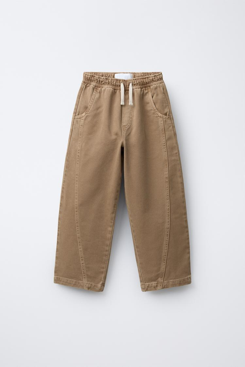 ZARA БРЮКИ BALLOON С ВЫРЕЗАМИ, СВЕТЛЫЙ ЖЕЛТО-КОРИЧНЕВЫЙ