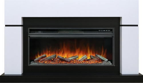 Каминокомплект Lindos - Белый с черным (Ширина 1470мм) с очагом Vision 42 LOG LED