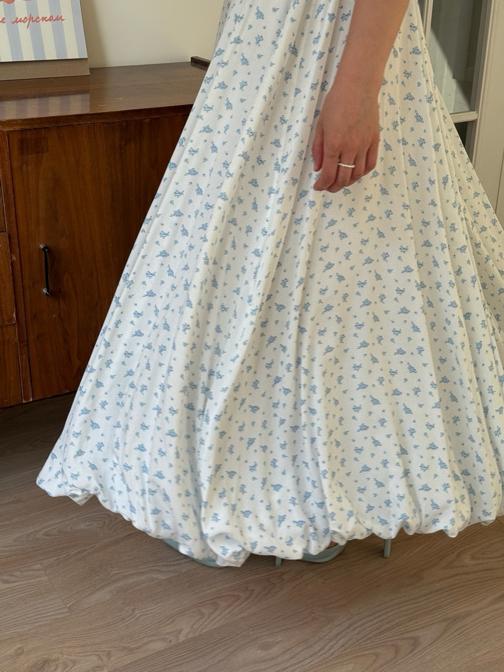 Платье Василина для беременных и кормящих, Айвори с голубыми цветами
