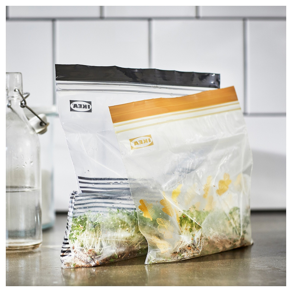 IKEA ISTAD  (ИКЕА ИСТАД)  -  Пакет Ziplock, черный/желтый дизайн, 2,5/1,2 л