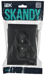 SKANDY Розетка 2-местная без заземления с защитными шторками 10А в сборе SK-R09G графит IEK