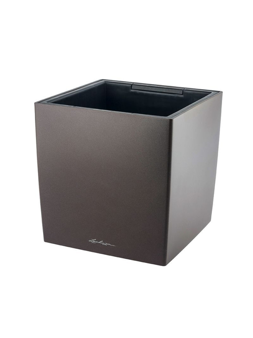 Кашпо Lechuza "Cube Premium Complete espresso metallic" (пластик), 30х30хH30 см