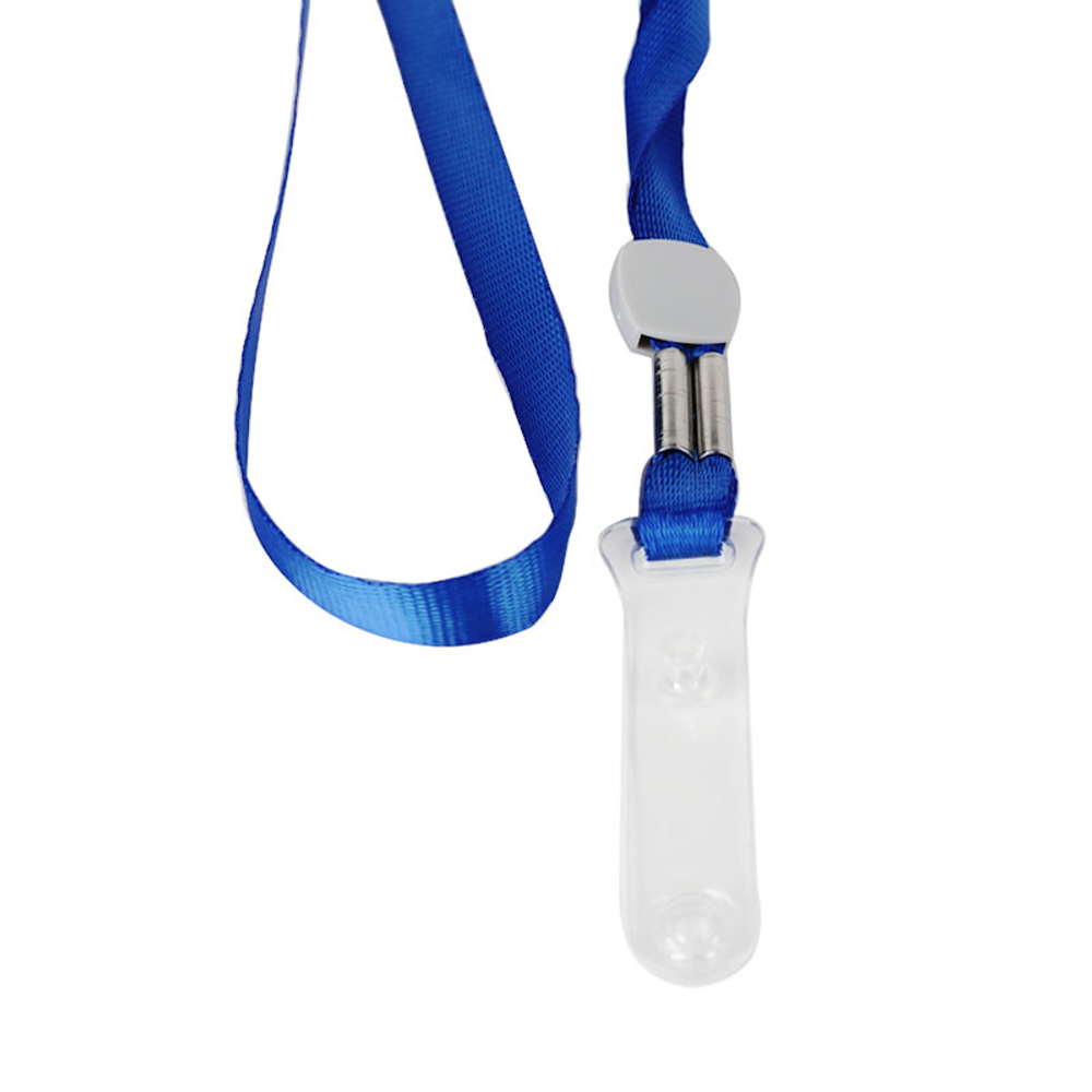 Шнурок для бейджа Deli, зажим на кнопке, длина 48.5 см, синий