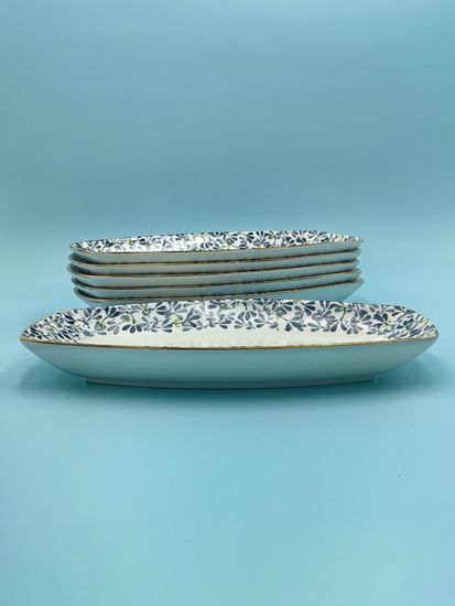 Блюдо овальное 30 см. "Япония" синий декор