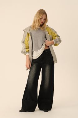 Широкие джинсы (Отворот - поворот), черные